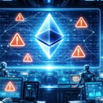 Robots operando un centro de operaciones de la red Ethereum.