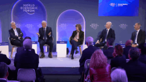 Brian Armstrong y Brad Garlinhouse del ecosistema de las criptomonedas, como parte de los panelistas que hablaron en Davos sobre la tokenización.
