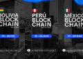 Banner con los 3 eventos Bolivia Blockchain Week, Perú Blockchain Conference y México Blockchain Week, con sus fechas