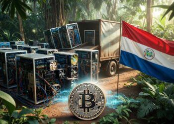 Un camión cargando ASIC para minar Bitcoin en una selva en Paraguay.