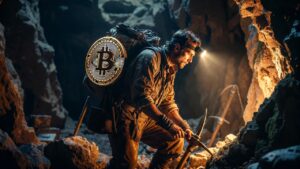 Un minero de Bitcoin trabajando en una cueva.
