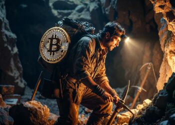 Un minero de Bitcoin trabajando en una cueva.