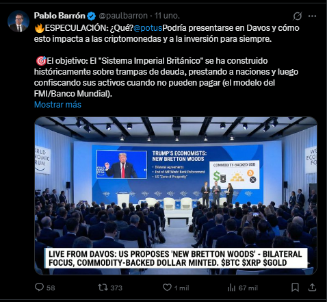 Un tuit del analista Paul Barrón en el que muestra sus sospechas de lo que trama Donald Trump con la economía global.