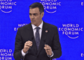 Pedro Sánchez, presidente del gobierno español, durante su discurso en Davos.