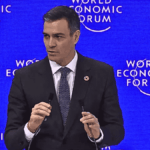 Pedro Sánchez, presidente del gobierno español, durante su discurso en Davos.