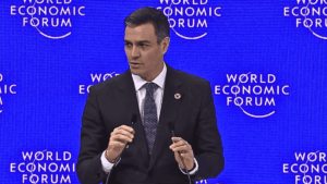 Pedro Sánchez, presidente del gobierno español, durante su discurso en Davos.