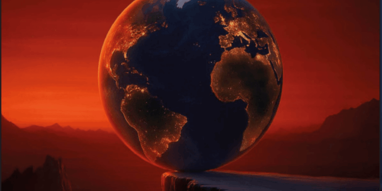 Un globo terráqueo al borde de un precipicio.