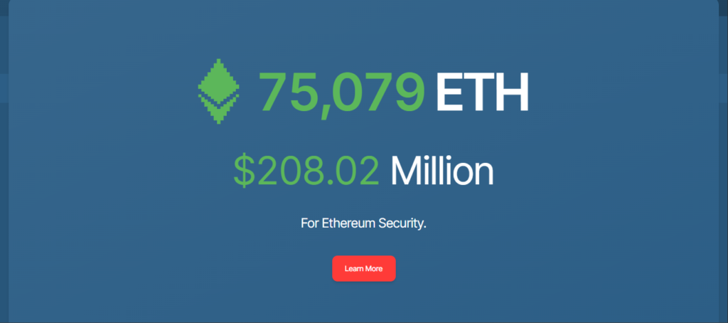 Imagen que expresa la cantidad de 75.000 ETH del fondo de seguridad de The DAO.