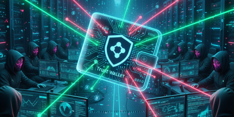 Hackers atacando la aplicación Trust Wallet para gestionar criptomonedas.