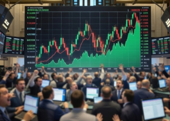 Gráficos de precios muy volátiles en Wall Street