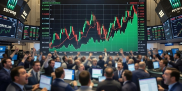 Gráficos de precios muy volátiles en Wall Street