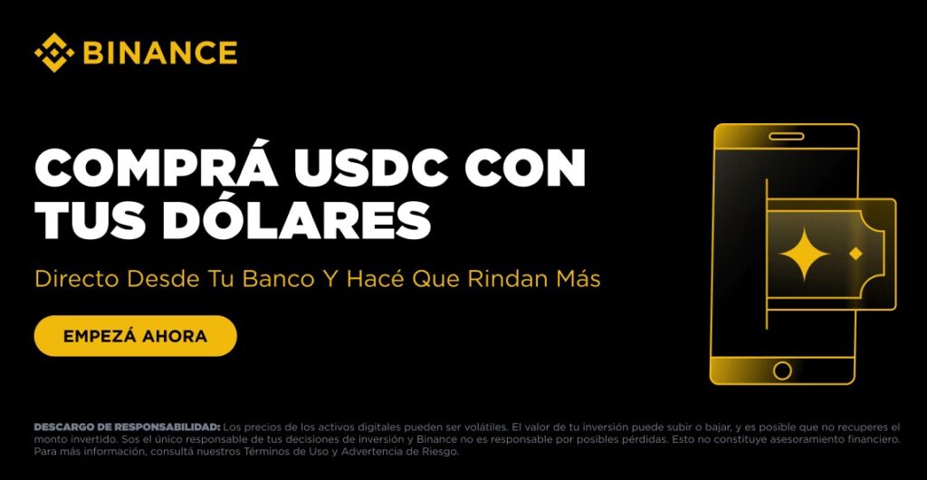 Captura de pantalla del anuncio de Binance.