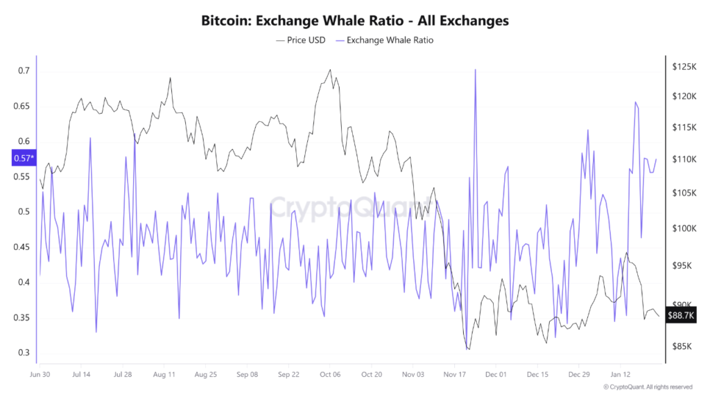 Gráfico del radio de las ballenas en exchanges.