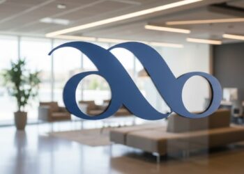 Vidrio de un lobby de oficinas que muestra el logo de la ABA.