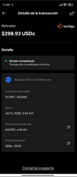 Captura compartida por un usuario de Kontigo mostrando su wallet drenada.