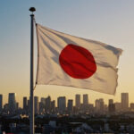 Fotografía de una bandera de Japón.