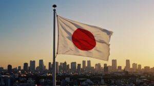 Fotografía de una bandera de Japón.