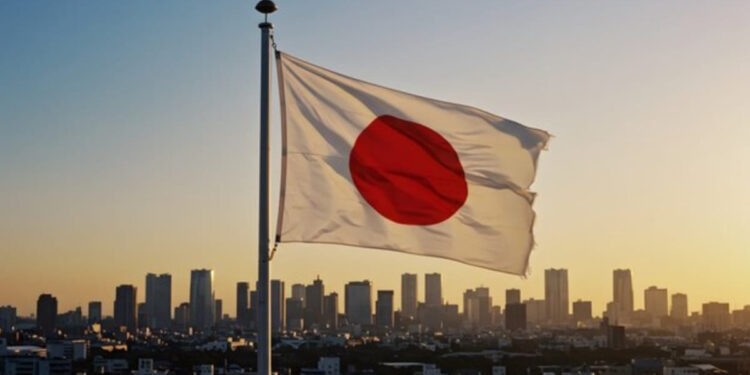 Fotografía de una bandera de Japón.