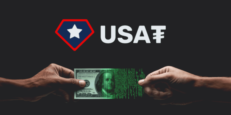Logo de USAT y dos manos intercambiando un billete de dólar.