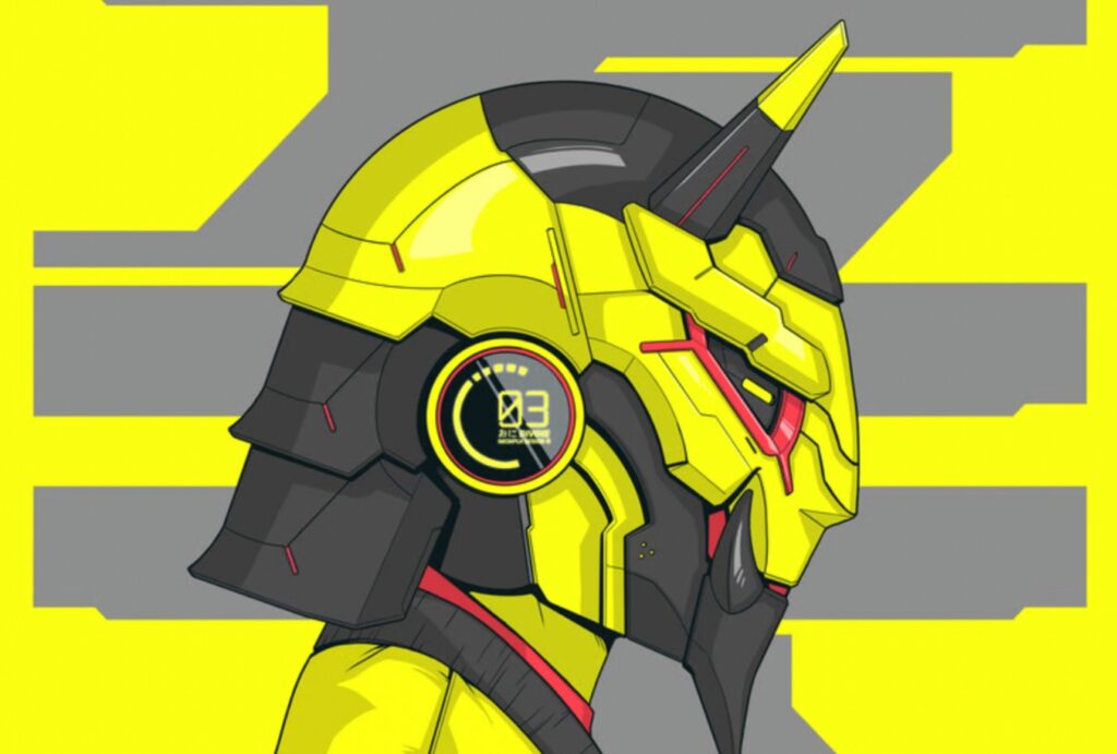 NFT del robot samourai amarillo comprado por el influencer Logan Paul