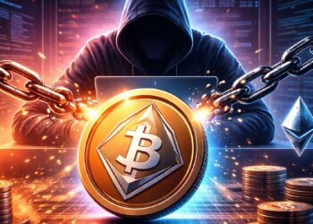 Un hacker operando con una computadora para robar criptomonedas.