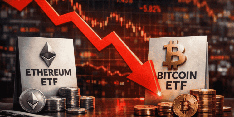 Los ETF al contado de Bitcoin y Ethereum cerraron la primera semana del año con saldo negativo. Fuente: imagen generada con IA (ChatGPT)
