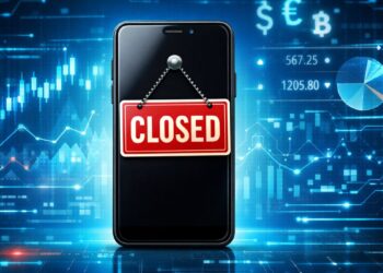 Un dispositivo móvil con el cartel de closed.