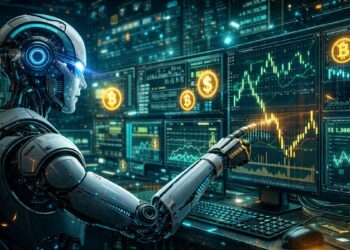 Un robot de IA operando en mercados financieros.