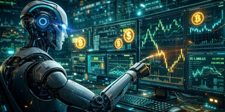 Un robot de IA operando en mercados financieros.