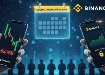 Dos personas sostienen teléfonos en sus manos donde en uno se observan gráficos de Coinglass y en el otro de Binance.