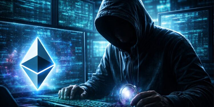 Un hacker explotando una plataforma vinculada a la red de criptomonedas Ethereum.