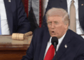 Donald Trump durante un discurso en el Congreso de Estados Unidos.