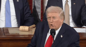 Donald Trump durante un discurso en el Congreso de Estados Unidos.