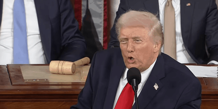 Donald Trump durante un discurso en el Congreso de Estados Unidos.