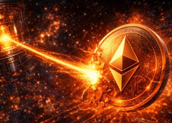 Una moneda de Ethereum siendo atacada por una computadora cuántica.