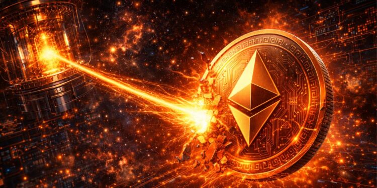 Una moneda de Ethereum siendo atacada por una computadora cuántica.