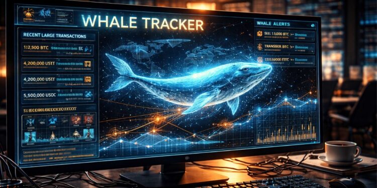 Una computadora rastreando movimientos de ballenas financieras.