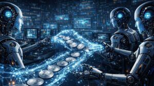 Robots de IA transfiriendose monedas de plata entre sí.