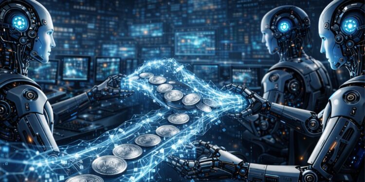 Robots de IA transfiriendose monedas de plata entre sí.