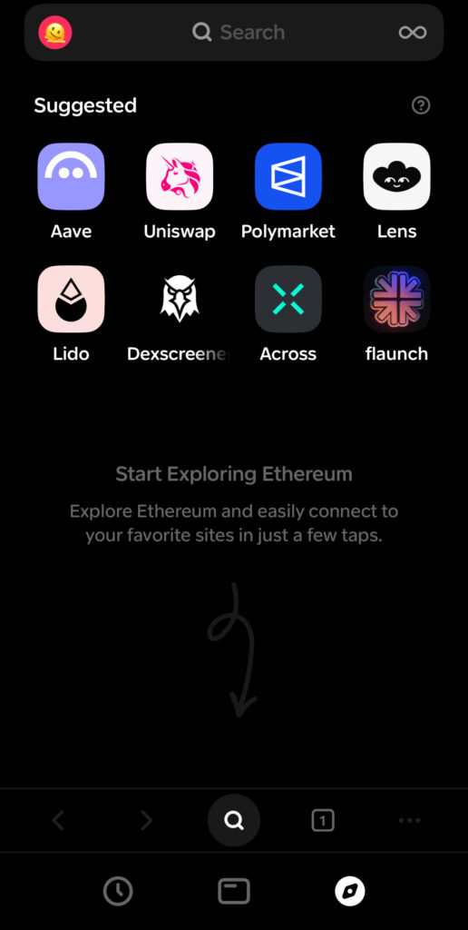 Captura de pantalla de la interfaz de una wallet de criptomonedas.