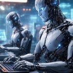 Robots humanoides operando programas de computación de manera autonóma.