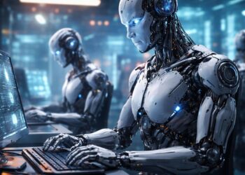 Robots humanoides operando programas de computación de manera autonóma.