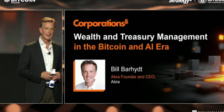Imagen de la presentación de Bill Barhydt en Bitcoin for Corporation