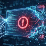 Imagen de una mano sobre una web, en azul toda la imagen, demostrando el hackeo.