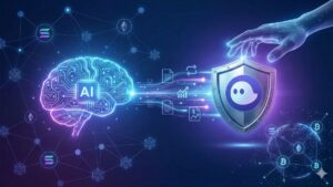 Imagen de cerebro y logo de phantom en color morado describiendo la integración de la ia.