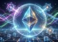 Imagen de un logo de ethereum formando un escudo al rededor para protegerse de la cuantica