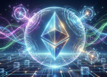 Imagen de un logo de ethereum formando un escudo al rededor para protegerse de la cuantica