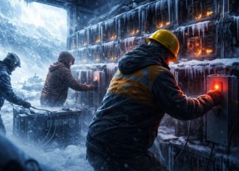 Mineros en plena ola de frio apagando los mineros