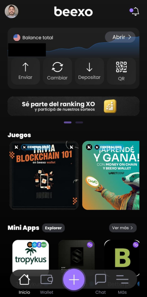 Captura de pantalla de la app Beexo.