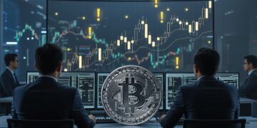 moneda de bitcoin y analistas de gráficos de precio